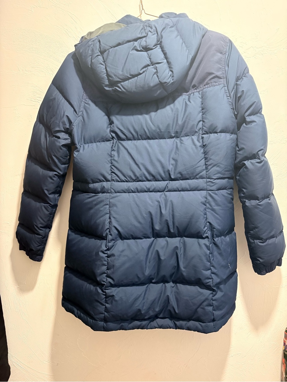 L.L. Bean woman’s Navy Blue Long Puffer Coat with Hood - Picture 2 of 2